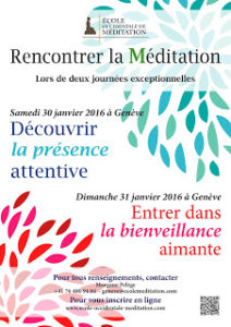 Image d'un flyer sur deux journées de méditation à Genève