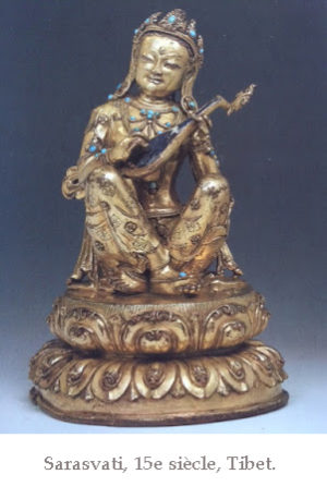 Sculpture de Sarasvati datant du Tibet du XVe siècle.