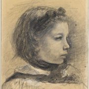 Dessin d'Edgar Degas, représentant le portrait d'une enfant, Giulia Bellelli, vue de profil.