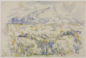 Dessin de Cézanne à l'aquarelle montrant la montagne Sainte-Victoire