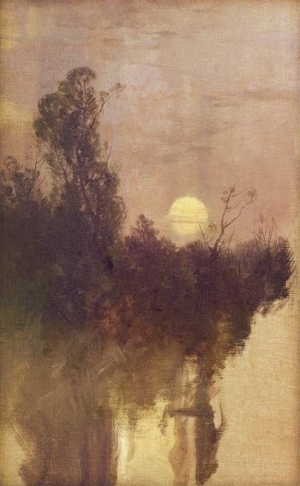 Tableau de Roman Kochanowski montrant un paysage nocturne.