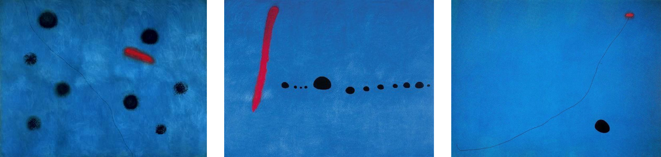 Triptyque de Joan Miró intitulé Bleu 1, Bleu 2, Bleu 3 et peint en 1961.