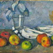 Tableau de Paul Cézanne intitulé "Verre et pommes" peint entre 1879 et 1880.