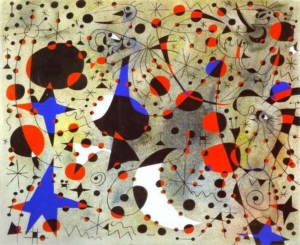 Tableau de Joan Miró intitulé "Constellation chant du rossignol à minuit et la pluie matinale" et datant de 1940.