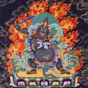 Image d'une déité courroucée de la tradition thibétaine