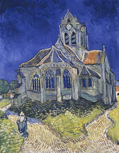 Image du tableau de Van Gogh "L'Eglise d'Auvers-sur-Oise