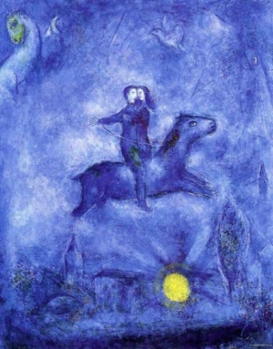 Image du tableau de Chagall "Le cheval d'ébène" (1946)